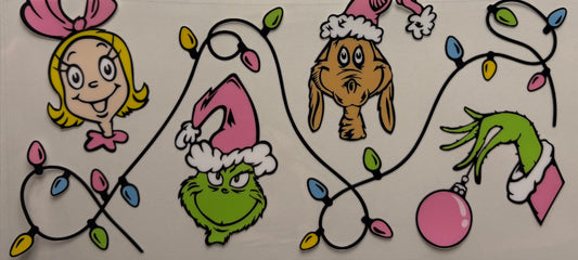 Pink Grinch Christmas Lights